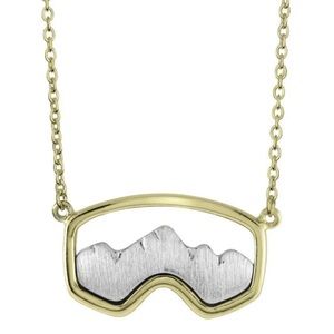 Jackson Hole Jewelry Co -14K Gold & Silver Ski Goggle Necklace - Teton Mountains